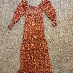 Free People Floral Rust Maxi Dress